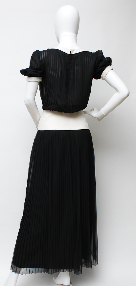 Vintage 1940's Silk Mary McFadden Pleated Couture Dress