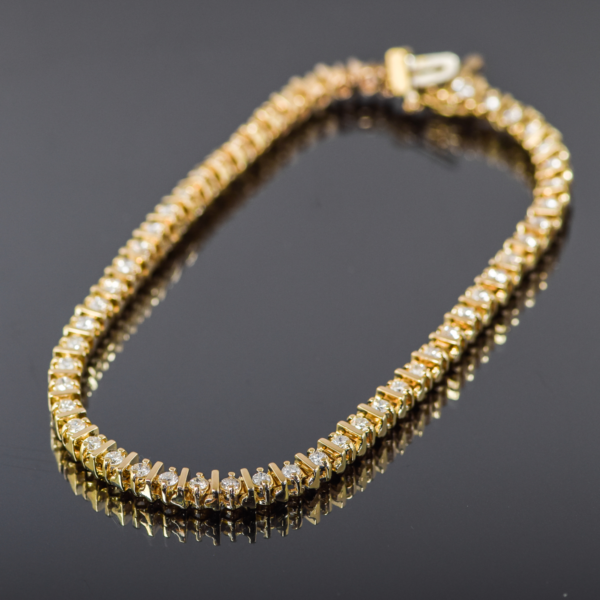 14K Yellow Gold and 2.00 CTW Diamond Tennis Bracelet