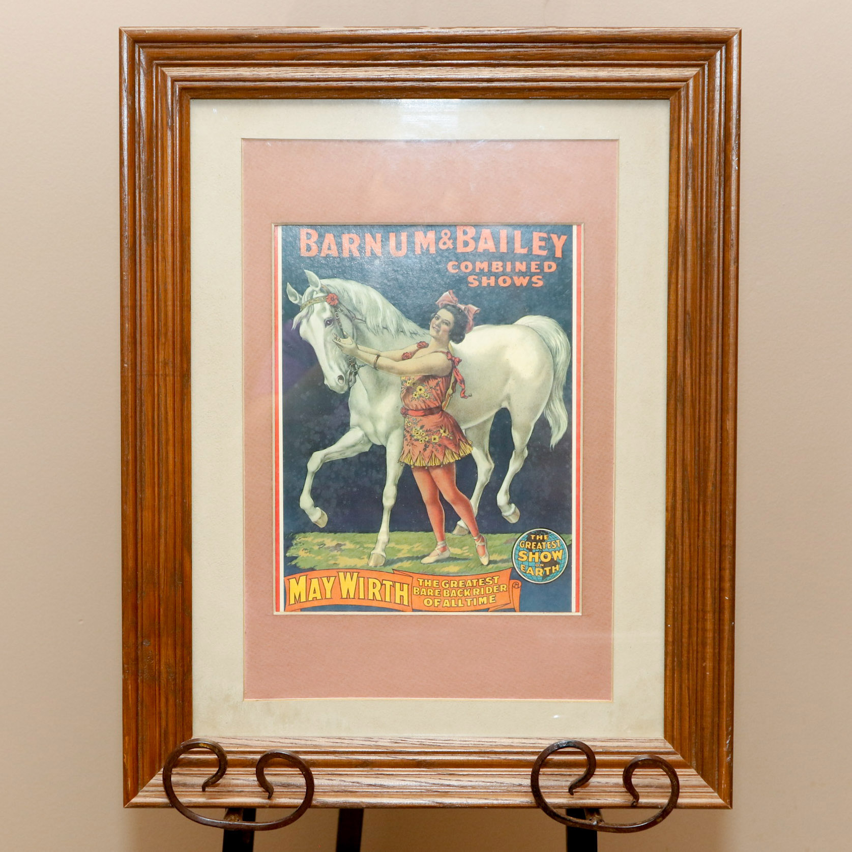 Framed Barnum & Bailey Circus Advertisement Featuring May Wirth