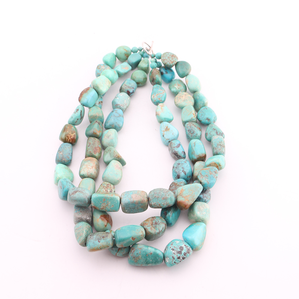 Multi-Strand Turquoise Chunk Choker with Sterling Silver Clasp