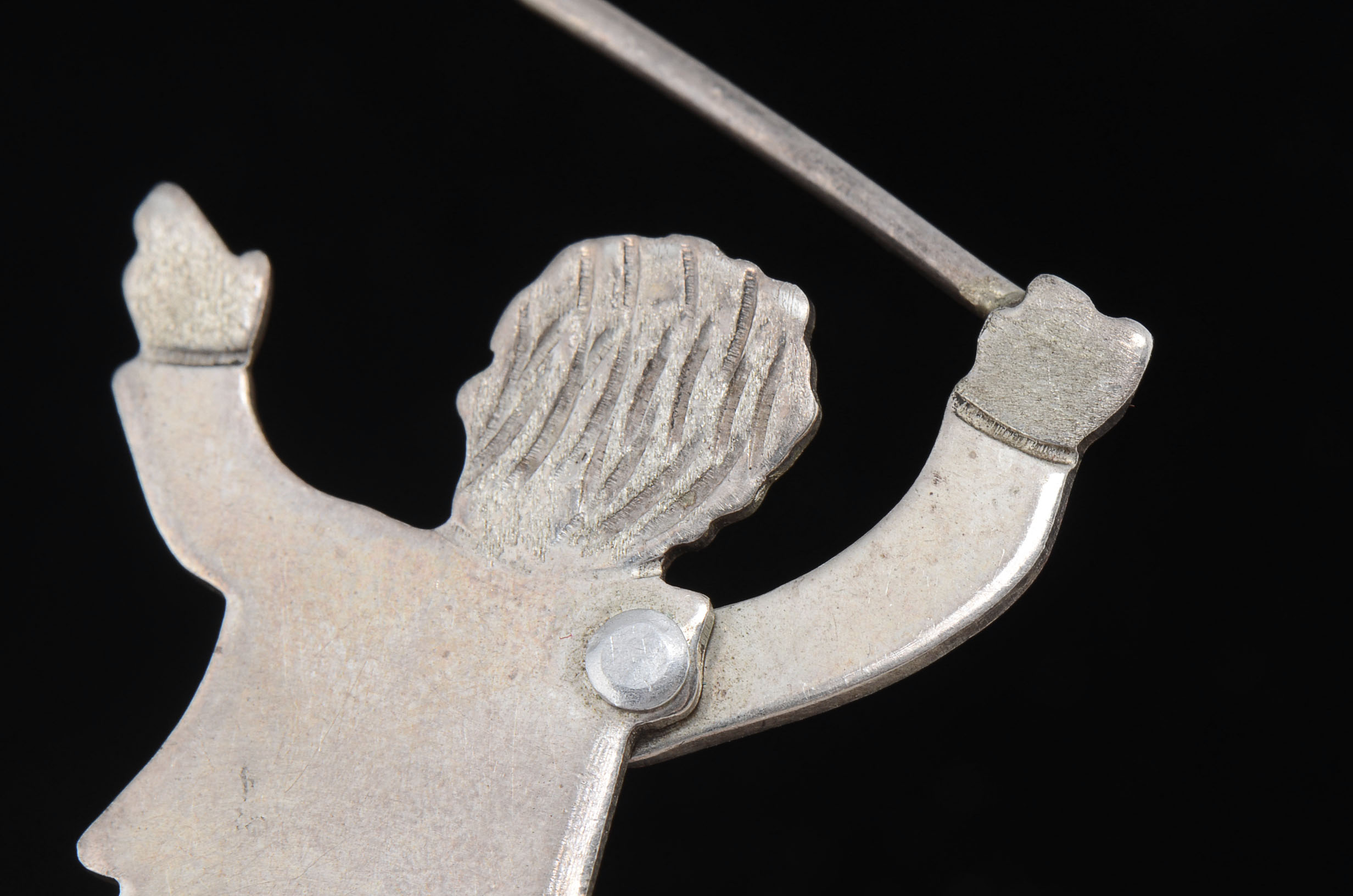 Handmade Silver Link Bracelet and Sterling Silver "Conductor" Pin