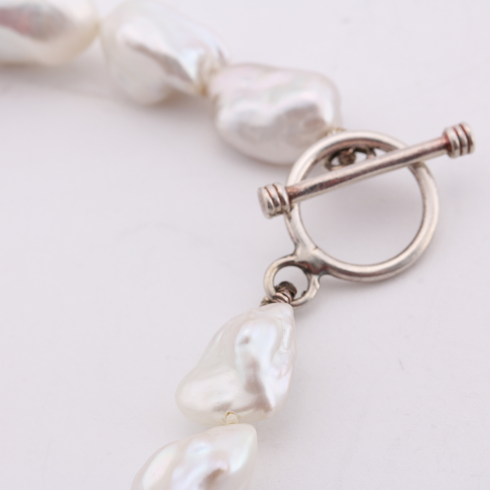 Pair of Pearl Bracelets with Sterling Silver Clasps