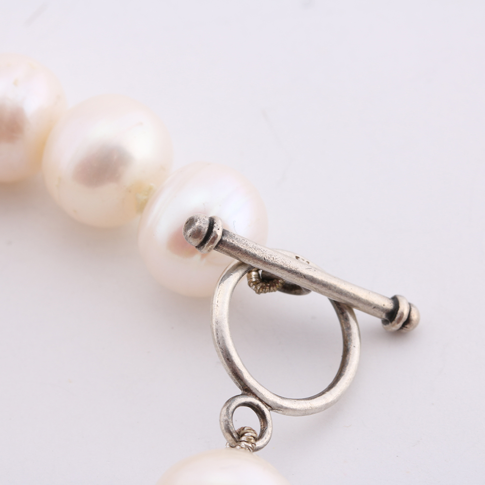 Pair of Pearl Bracelets with Sterling Silver Clasps