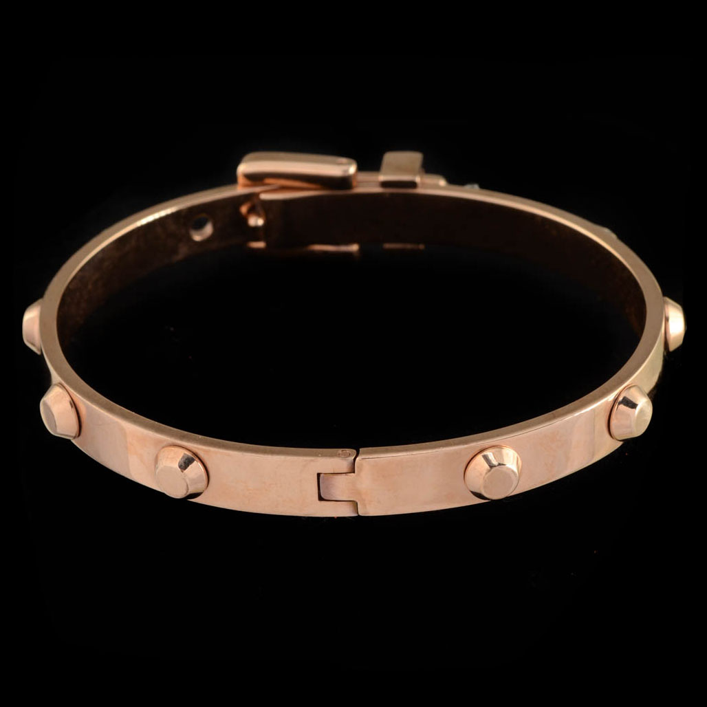 Michael Kors Hinge Buckle Designer Bracelet in a Rose Goldtone Finish