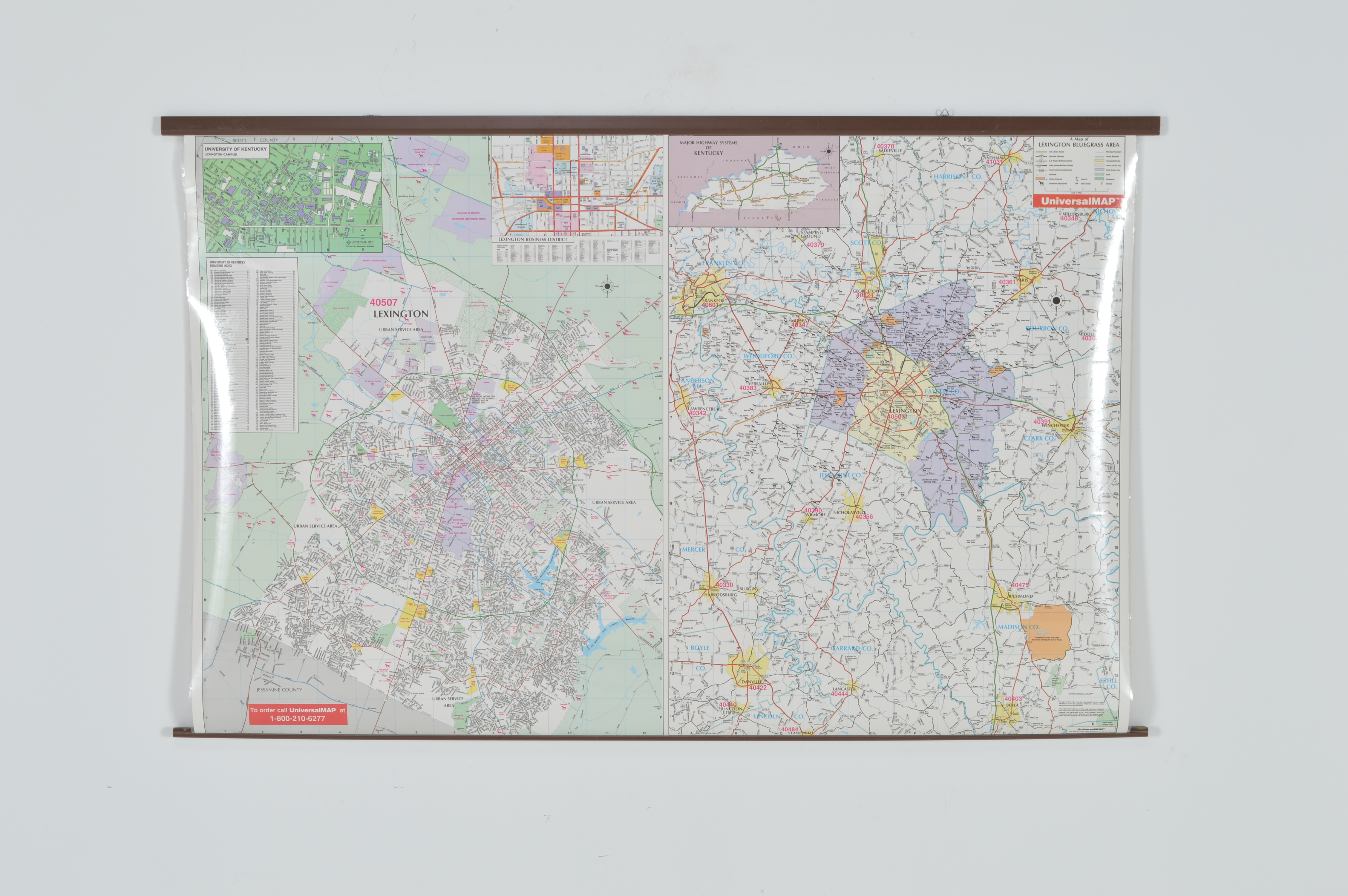 Laminated Wall Map of the Lexington-Bluegrass Area