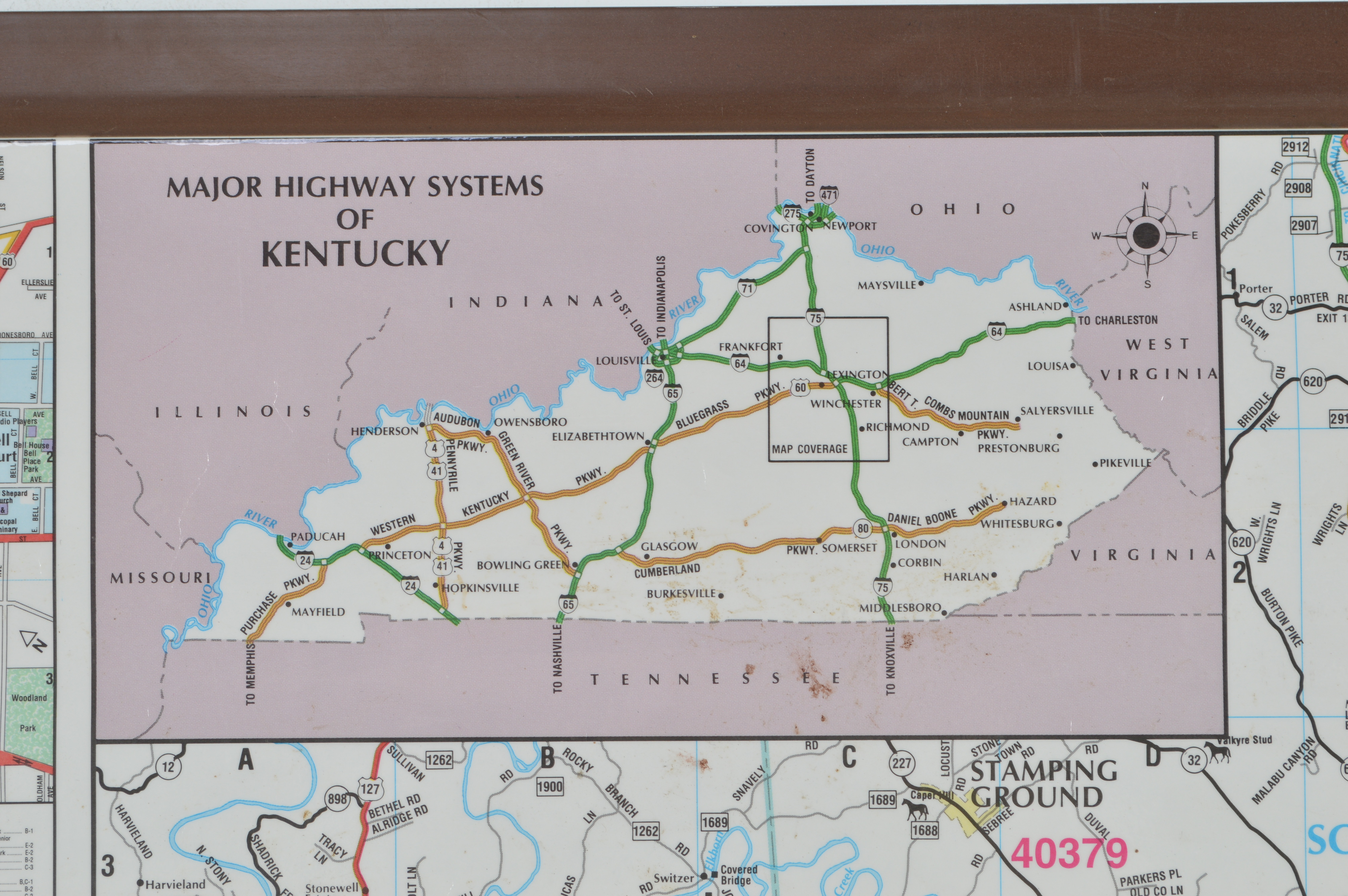 Laminated Wall Map of the Lexington-Bluegrass Area