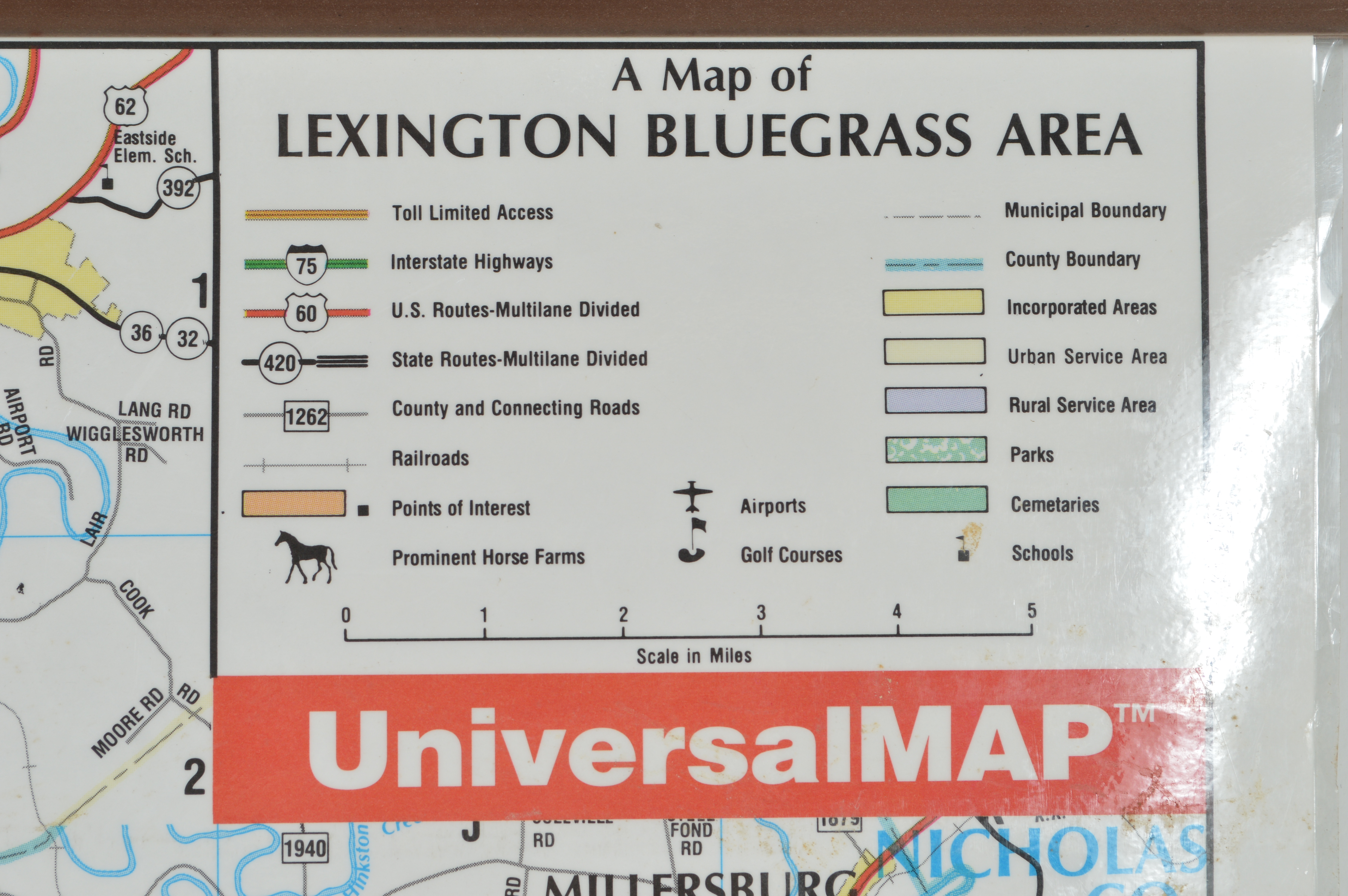 Laminated Wall Map of the Lexington-Bluegrass Area