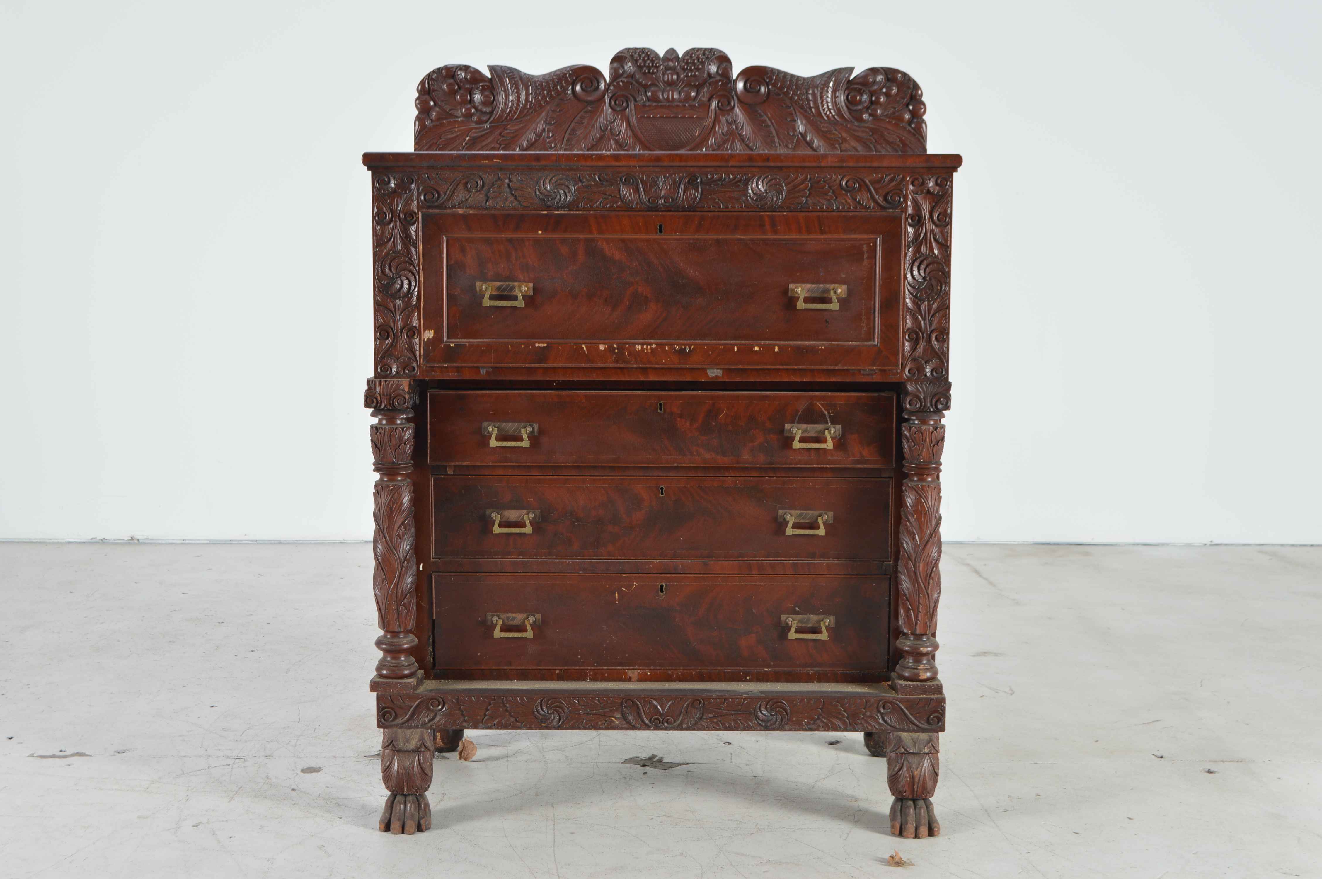 Antique American Empire Style Mahogany Butler's Desk
