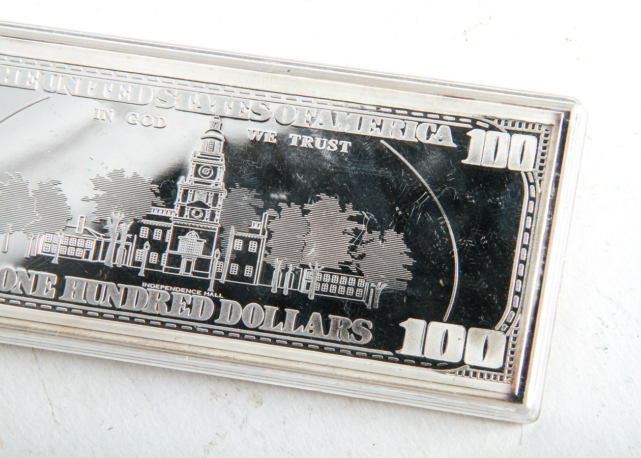 1997 Washington Mint $100 Four Troy Ounce .999 Fine Silver Bar