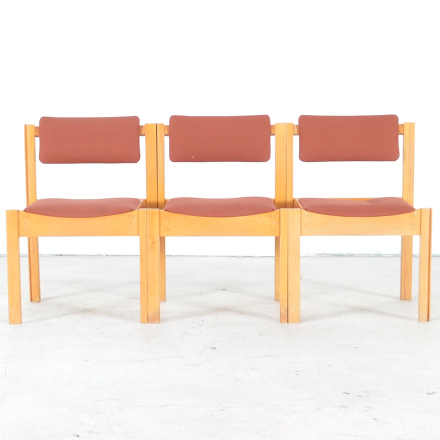 Mid Century Modern Stacking Chairs in Pine