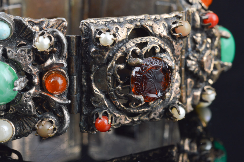 Etruscan Bracelet Featuring Natural and Imitation Gems