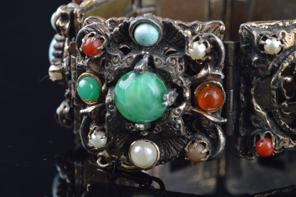 Etruscan Bracelet Featuring Natural and Imitation Gems