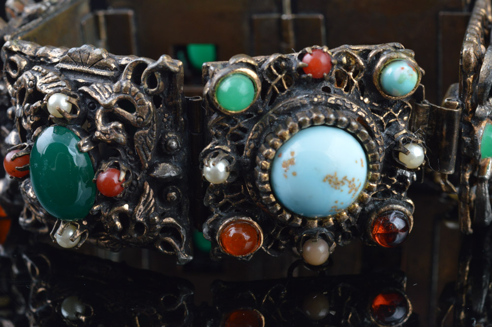 Etruscan Bracelet Featuring Natural and Imitation Gems