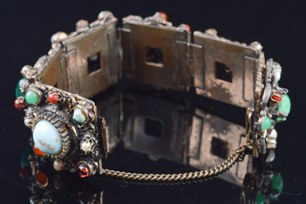 Etruscan Bracelet Featuring Natural and Imitation Gems