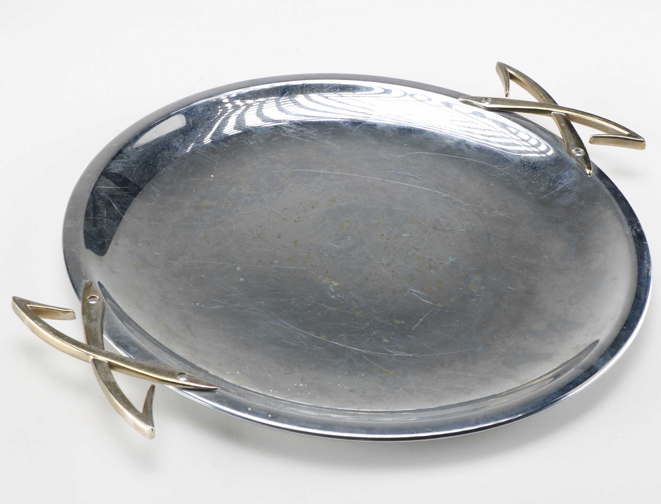 Three Vintage Aluminum Trays and Butter Dish