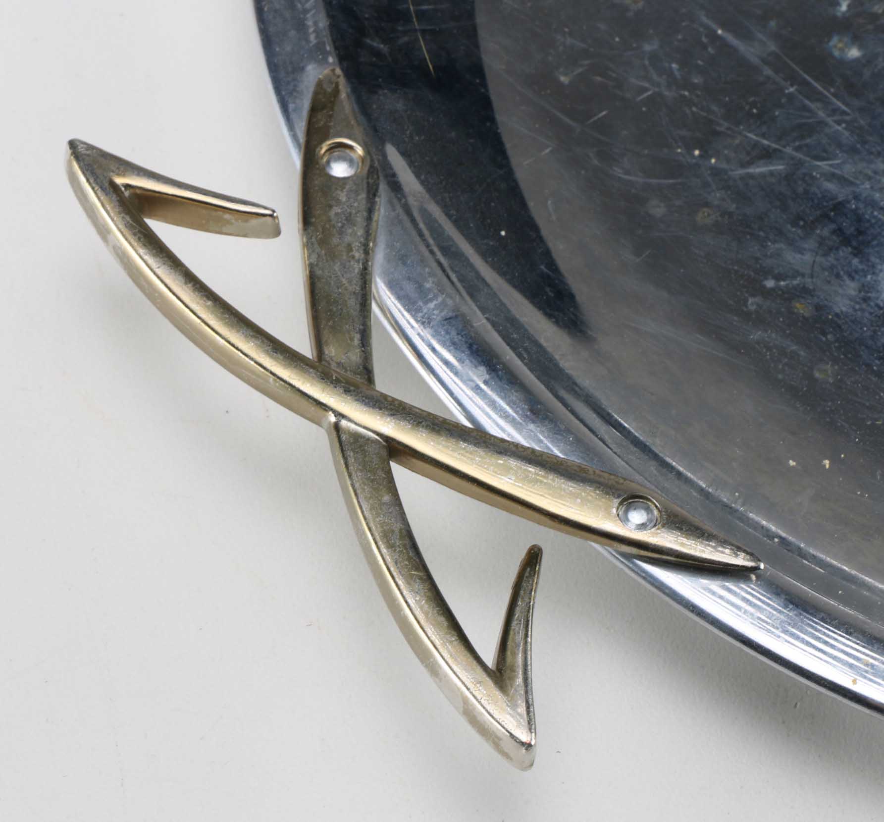 Three Vintage Aluminum Trays and Butter Dish