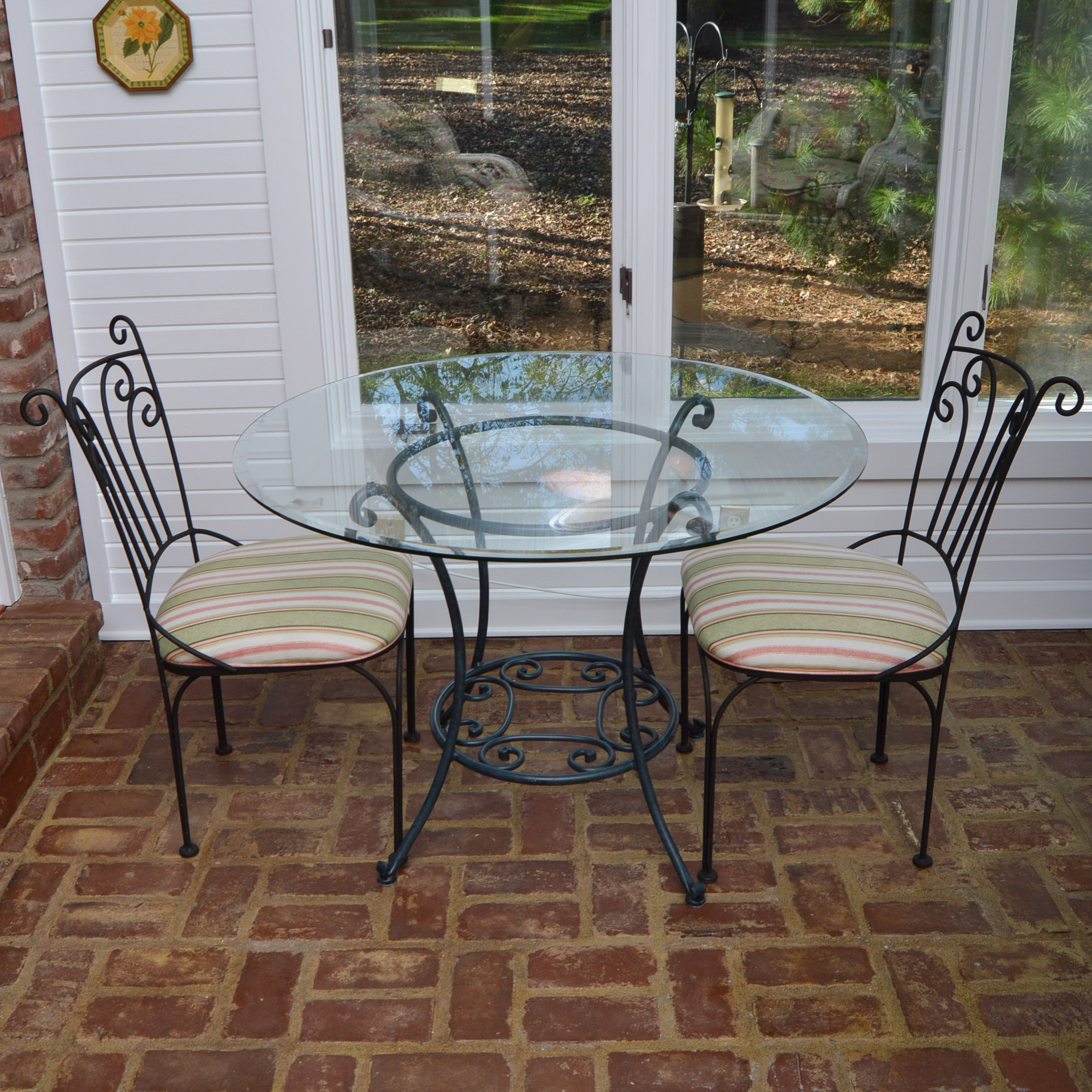Glass Top Bistro Table with Two Chairs