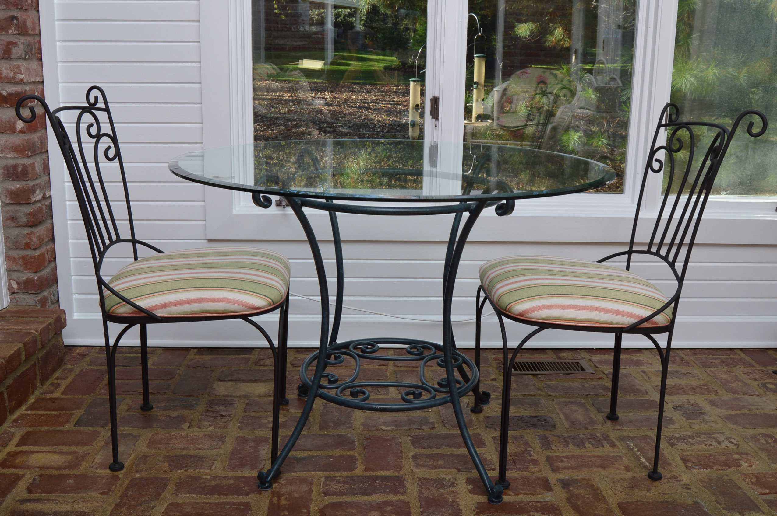 Glass Top Bistro Table with Two Chairs