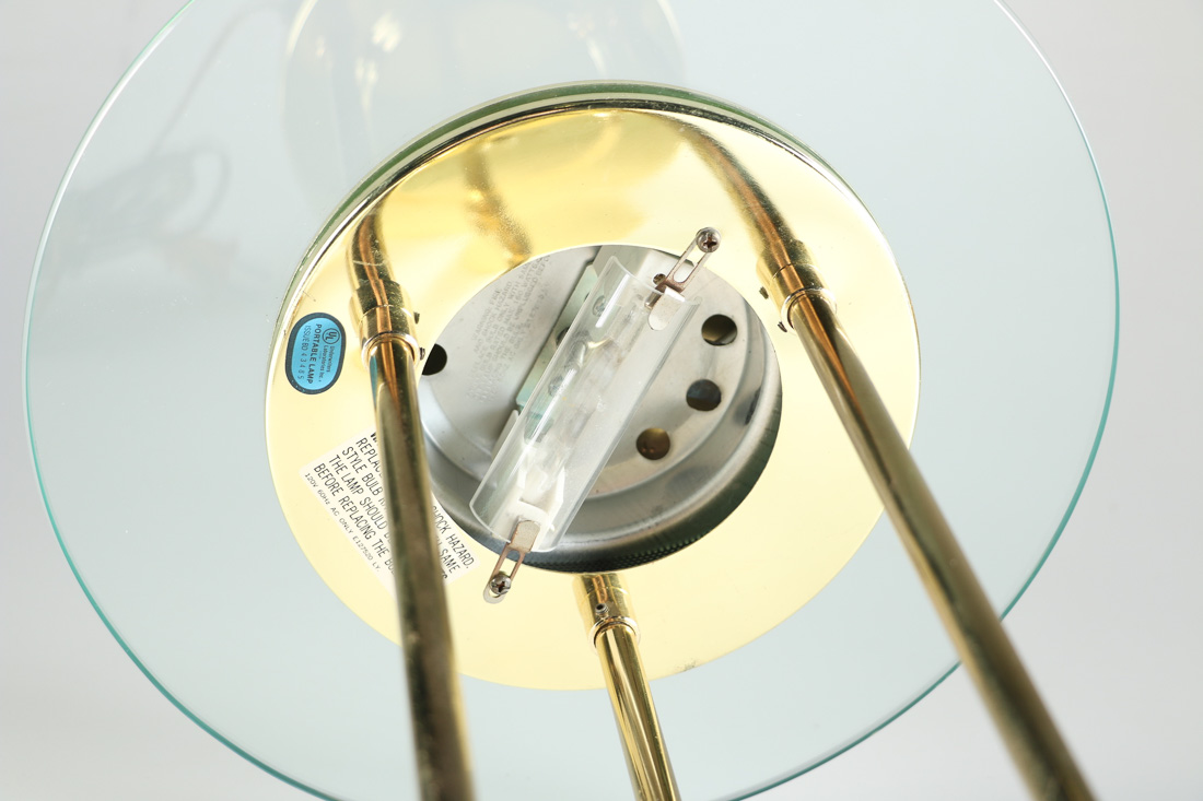 Halogen Brass Tone and Glass Desk Lamp