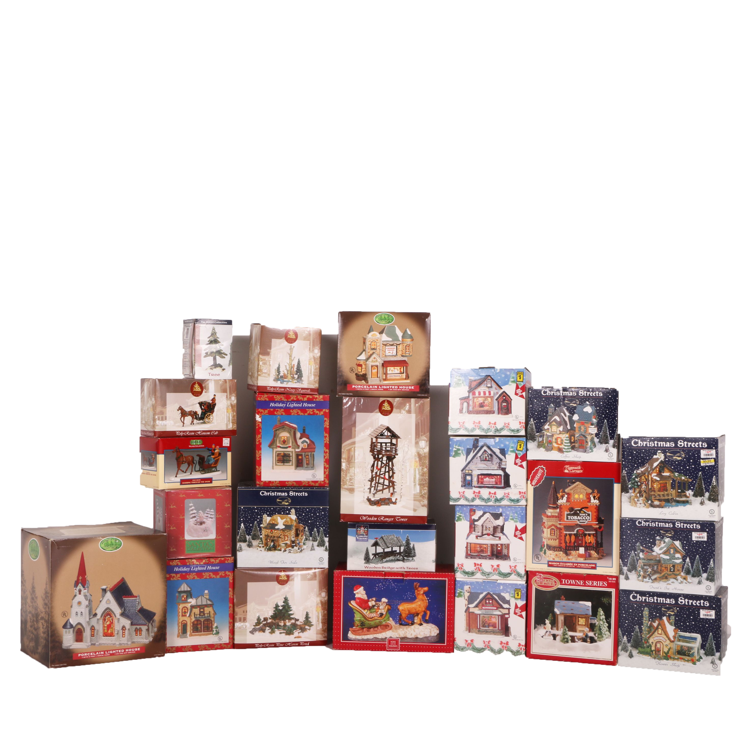 Large Collection of Christmas Village Figurines
