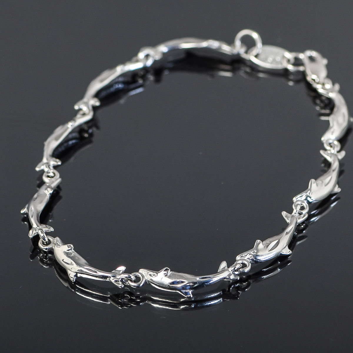 14K White Gold Dolphin Bracelet