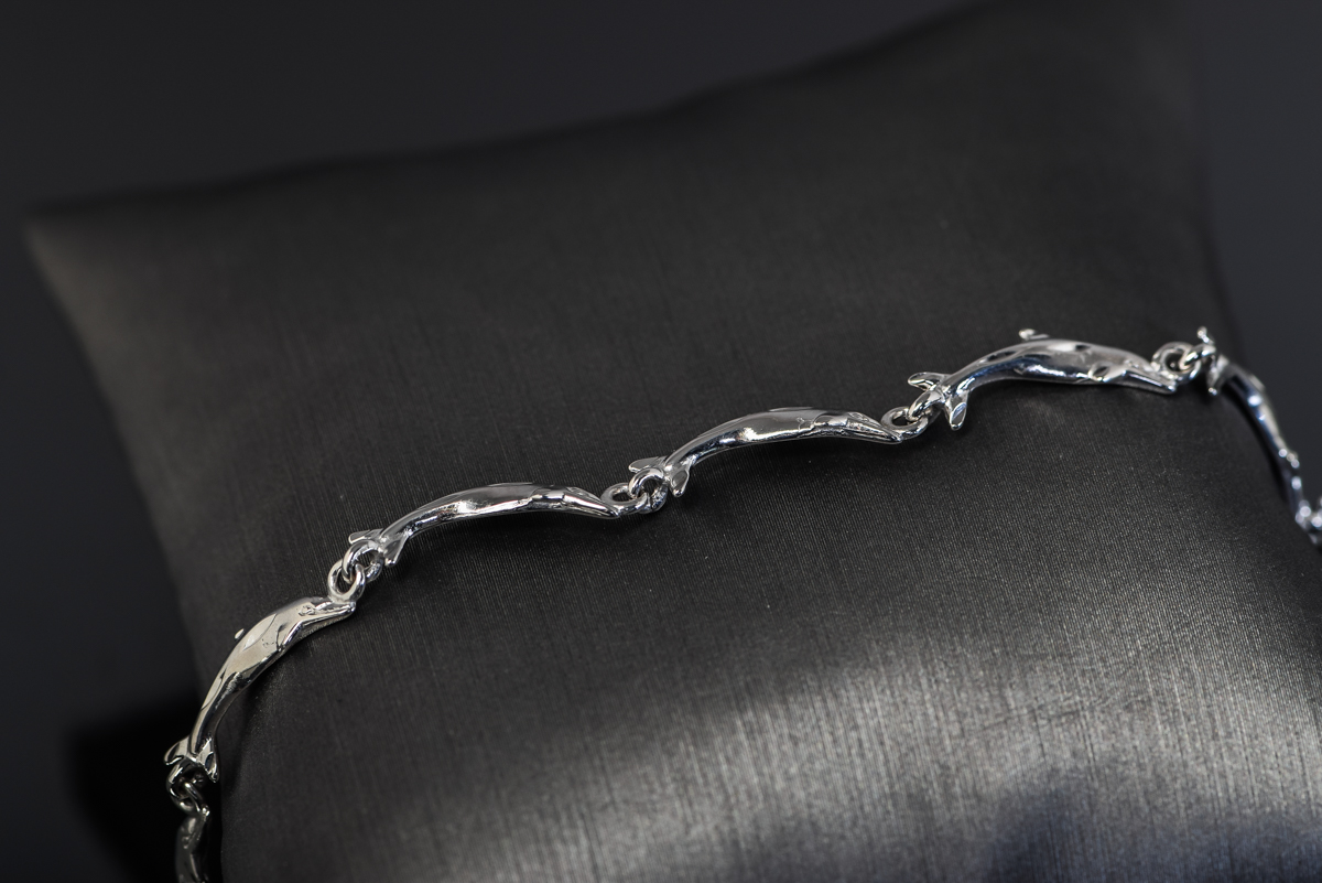 14K White Gold Dolphin Bracelet