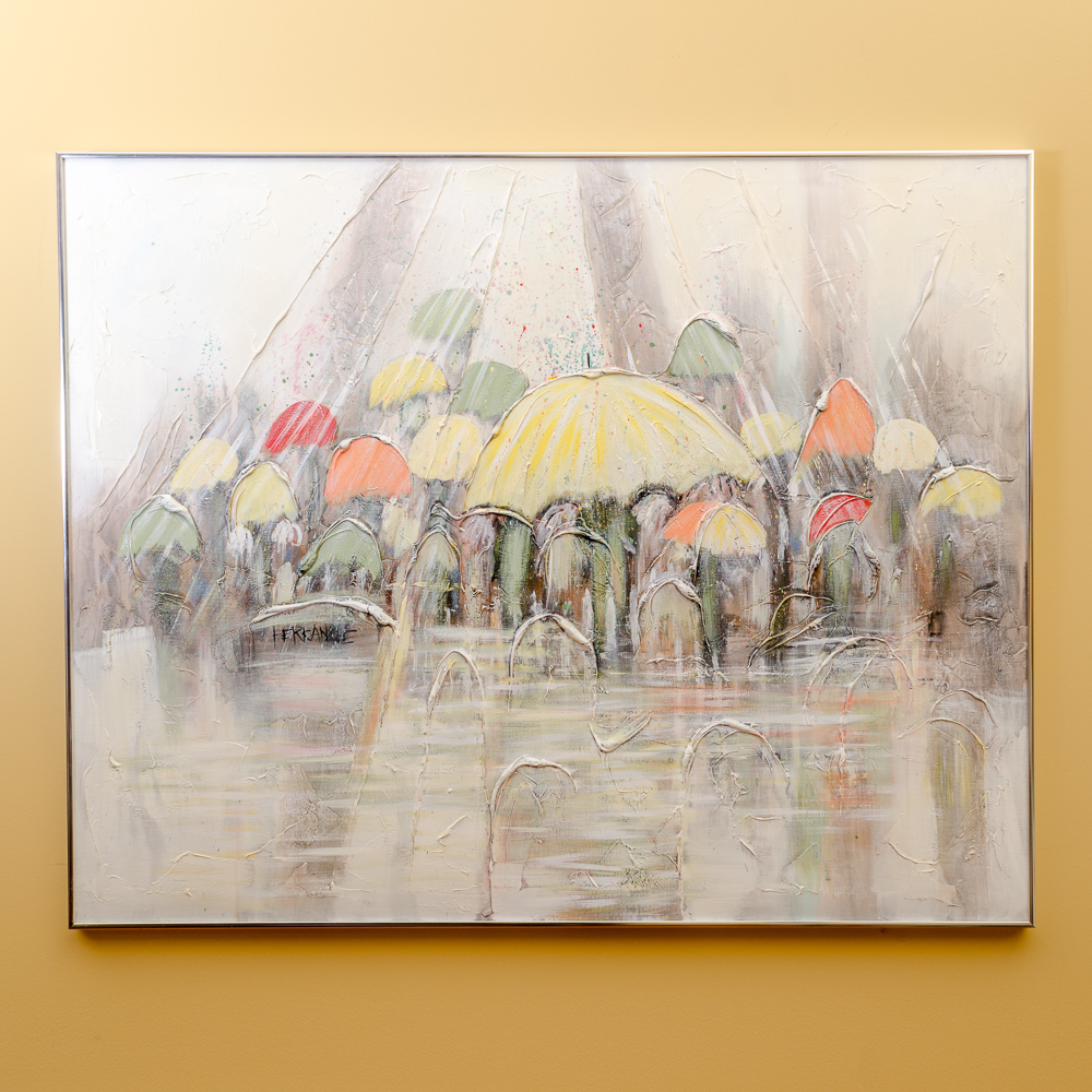 Original Mario de Ferrante "Umbrella" Oil Painting