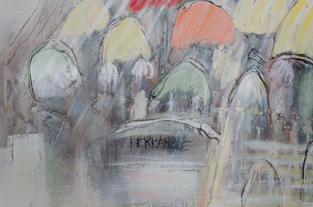 Original Mario de Ferrante "Umbrella" Oil Painting