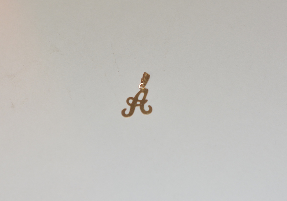 14K Yellow Gold Bracelet and Necklace with Letter A Charm