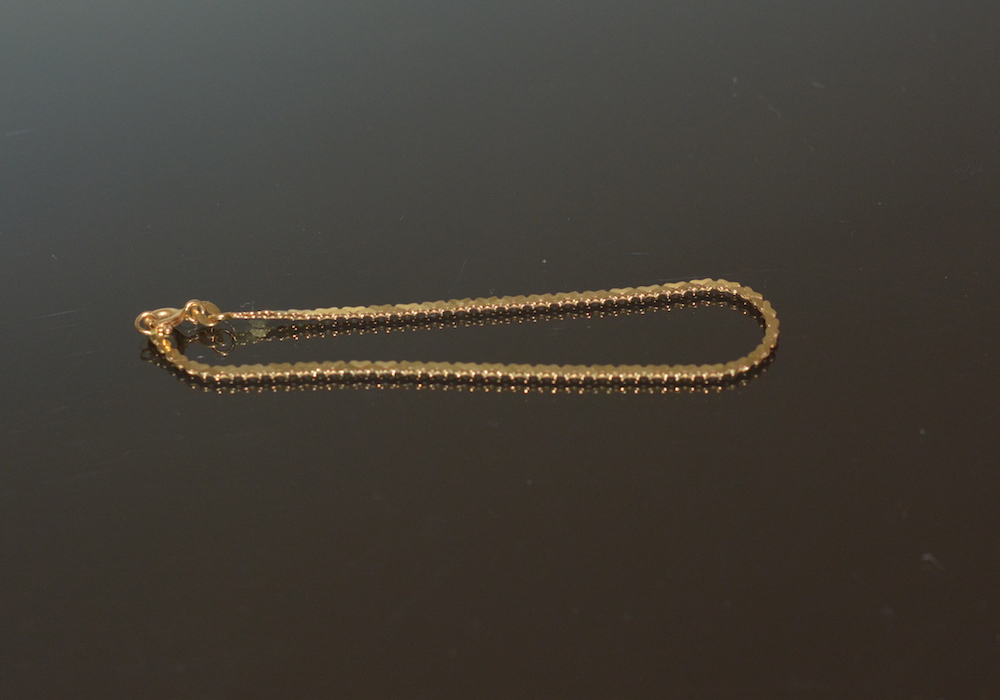 14K Yellow Gold Bracelet and Necklace with Letter A Charm