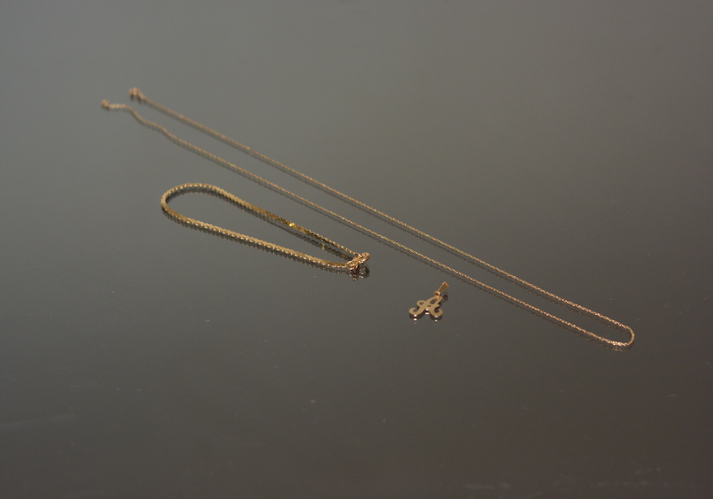 14K Yellow Gold Bracelet and Necklace with Letter A Charm