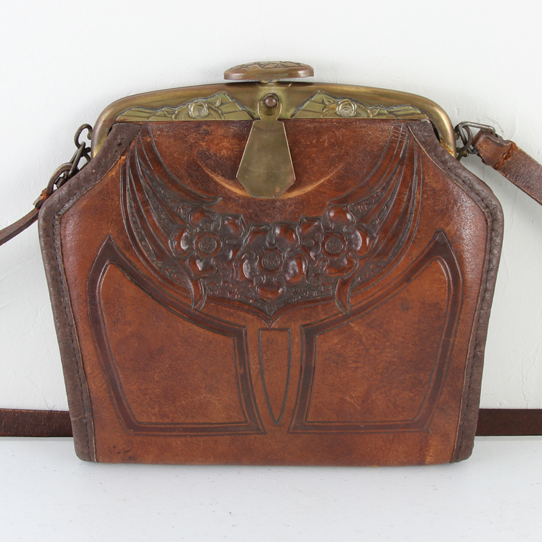 Arts and Crafts Era Brown Leather Purse