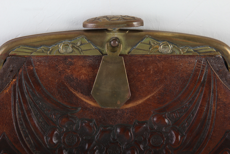 Arts and Crafts Era Brown Leather Purse