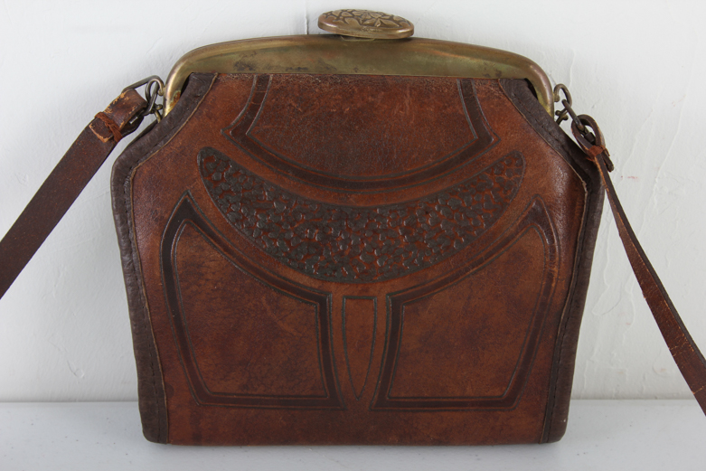 Arts and Crafts Era Brown Leather Purse