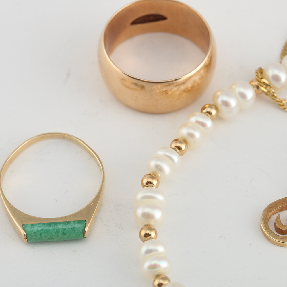 14K Yellow Gold Gemstone and Pearl Jewelry