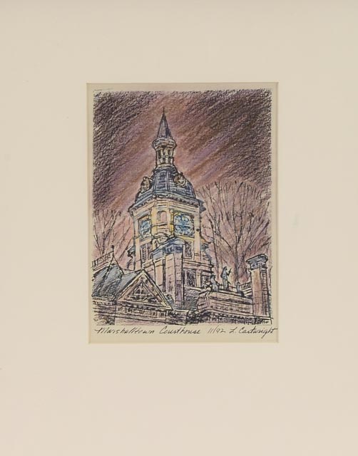 L. Cartwright Hand-Colored Lithograph "Marshalltown Courthouse"
