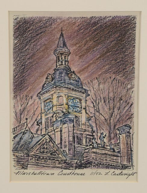 L. Cartwright Hand-Colored Lithograph "Marshalltown Courthouse"