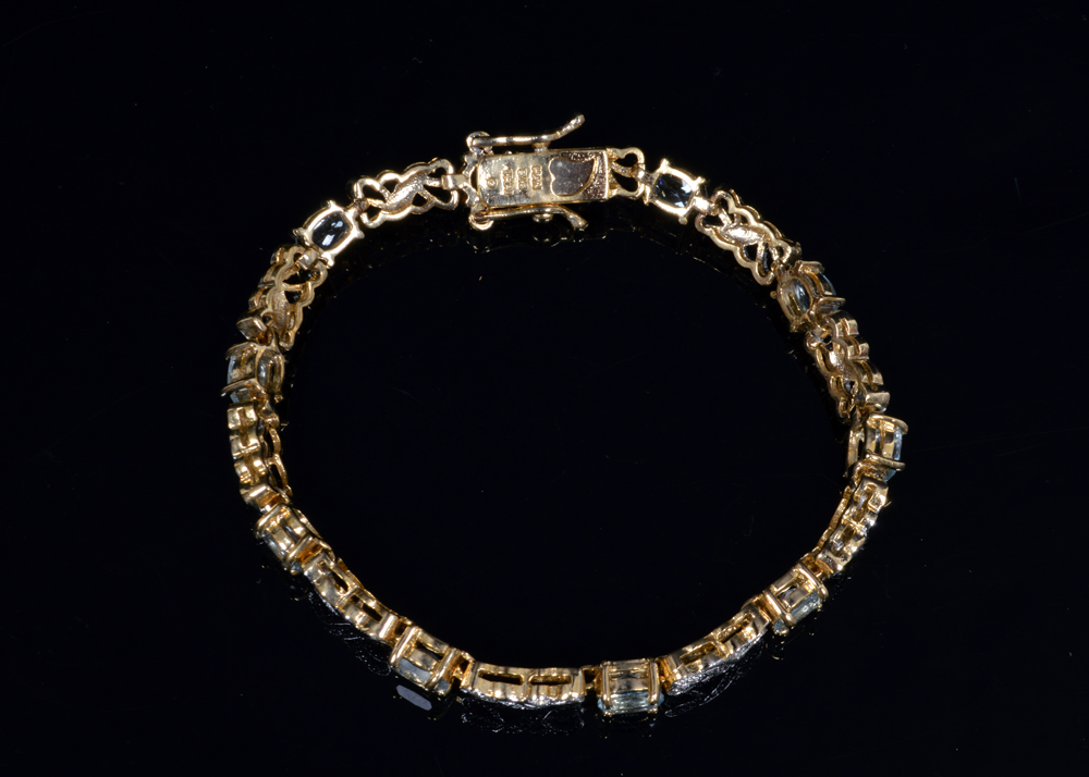 Sterling Silver Bracelet with Topazes and Diamonds