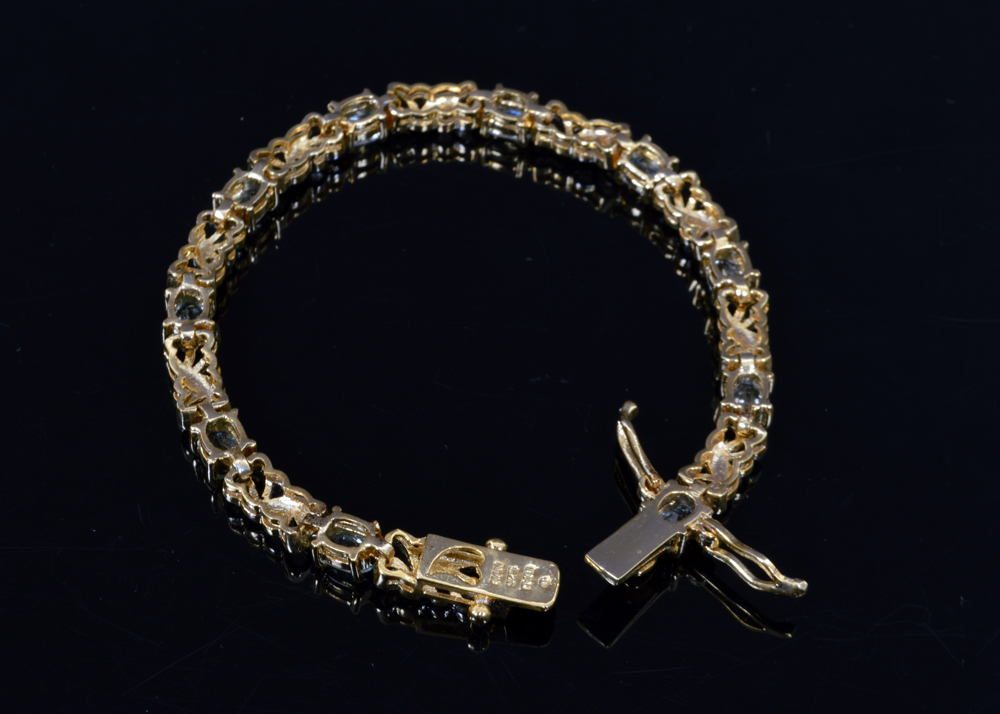 Sterling Silver Bracelet with Topazes and Diamonds