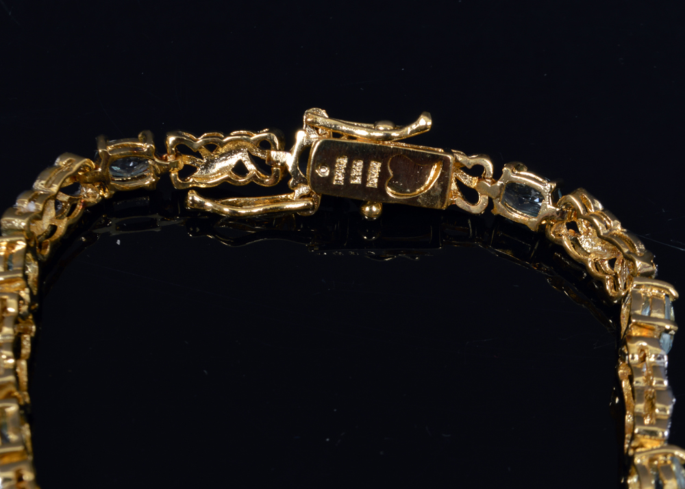 Sterling Silver Bracelet with Topazes and Diamonds