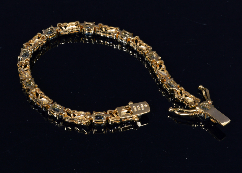 Sterling Silver Bracelet with Topazes and Diamonds