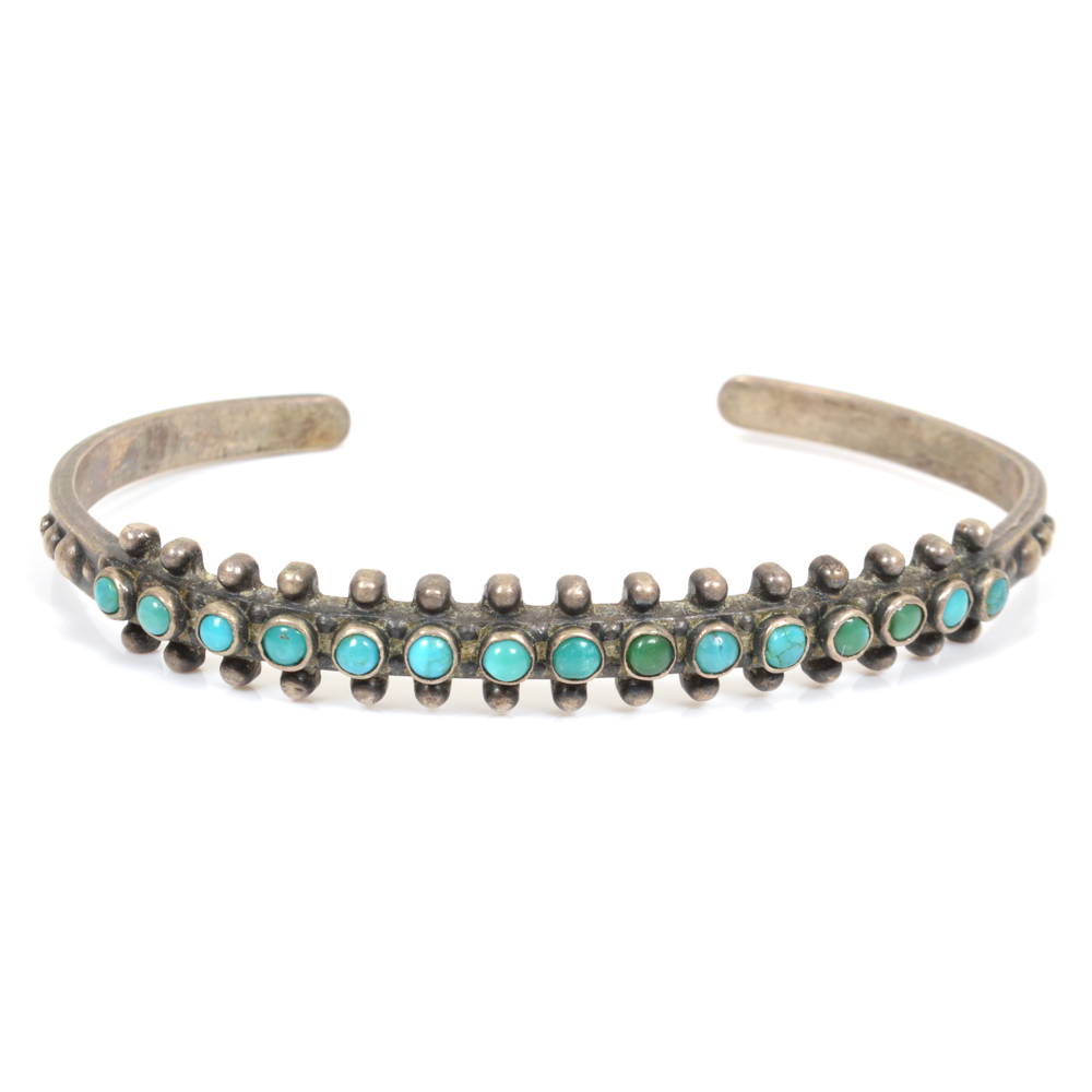 Vintage Sterling Silver Native American Turquoise Cuff Bracelet