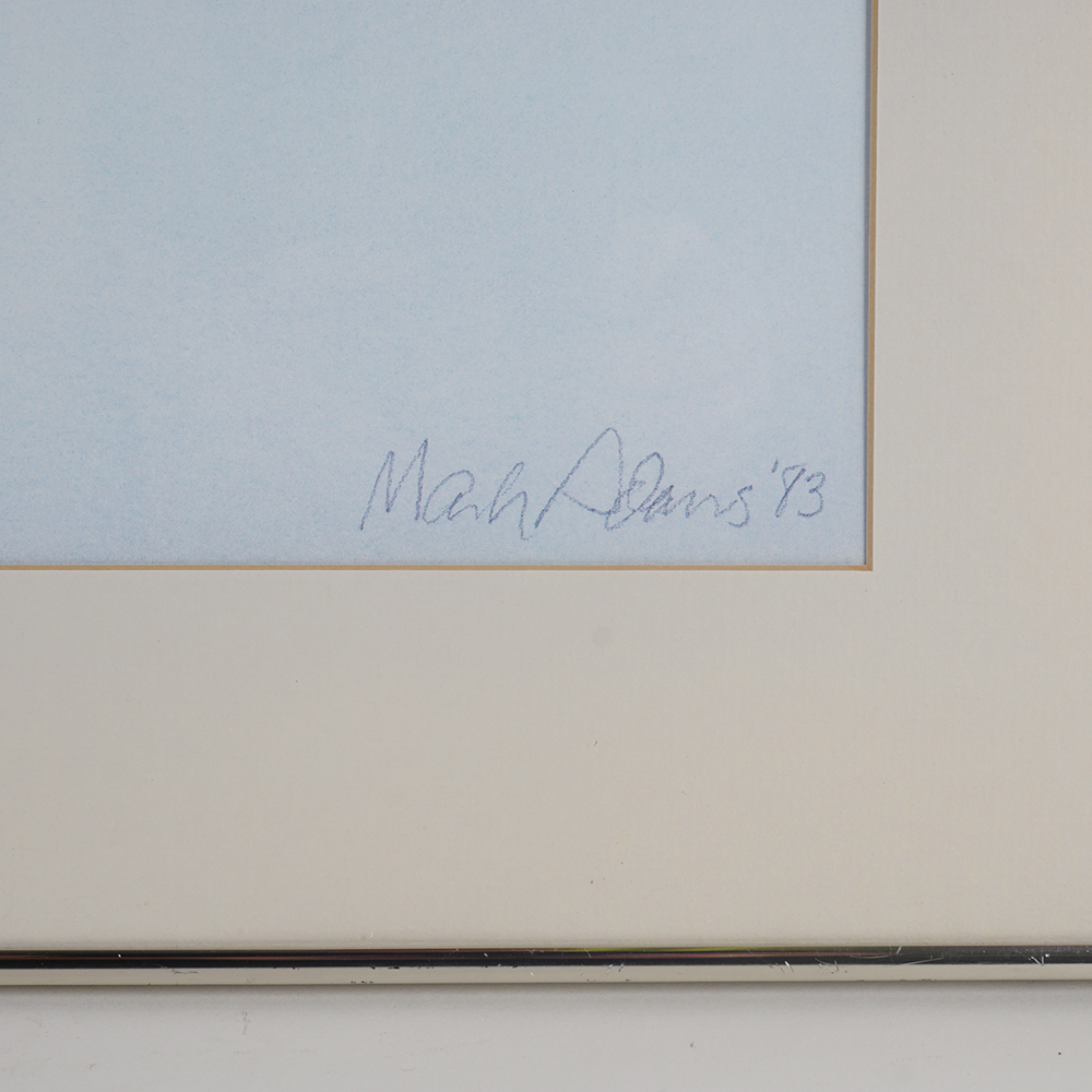 1983 Mark Adams Watercolor of a Boat and Dock