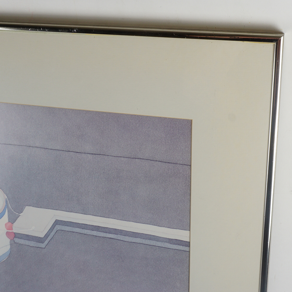 1983 Mark Adams Watercolor of a Boat and Dock