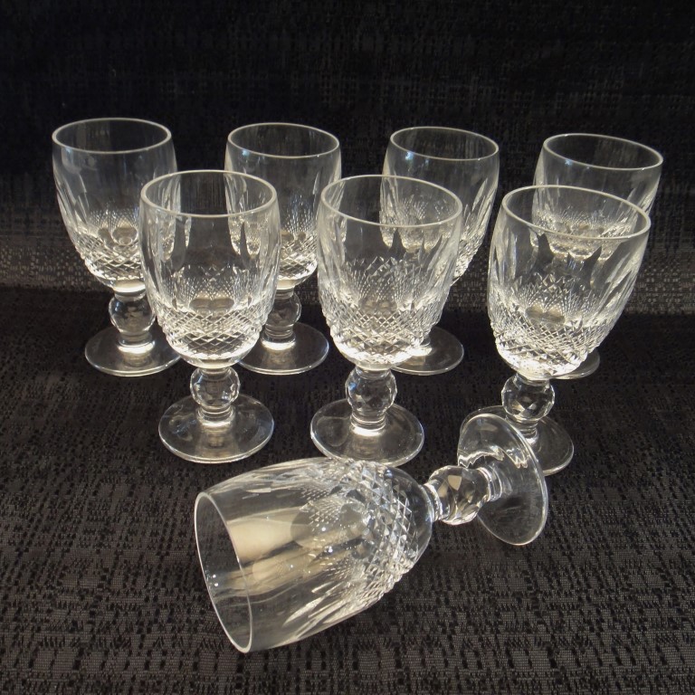 Eight Waterford Crystal Sherry Glasses "Colleen" Pattern