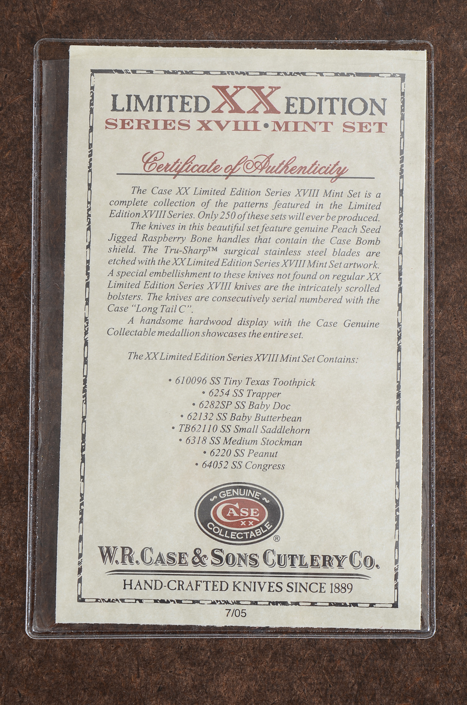 Case XX Limited Edition Series XVIII Mint Knife Set