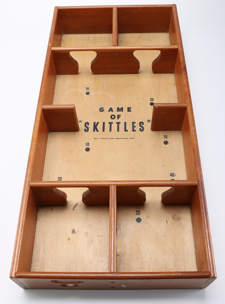 Wooden Tabletop Games Featuring Pinball and Skittles