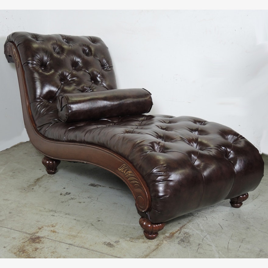 Newport Furniture Tufted Leather Chaise Lounge Chair