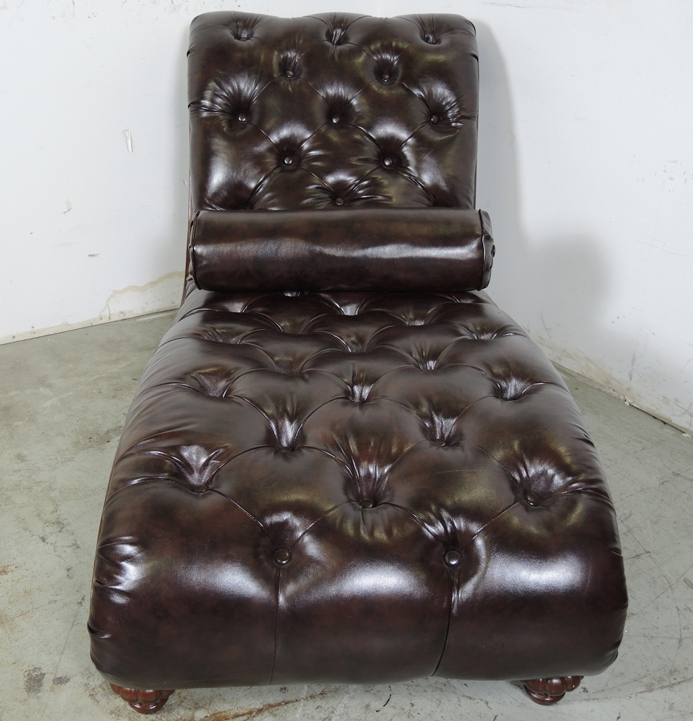 Newport Furniture Tufted Leather Chaise Lounge Chair