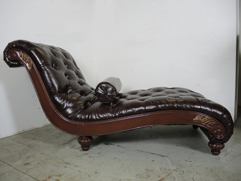 Newport Furniture Tufted Leather Chaise Lounge Chair